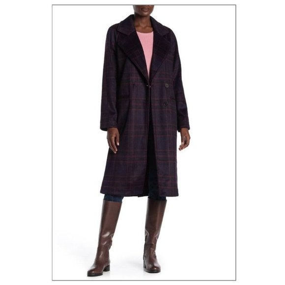 Avec Les Filles Oversized Long Plaid Coat